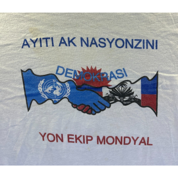 Soffes Choice Haiti Democracy Graphic T-Shirt Adult Medium White UN Peacekeeping - Picture 2 of 9